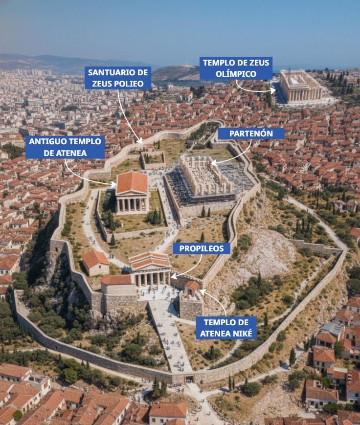 Mapa de la Acrópolis con la vista original