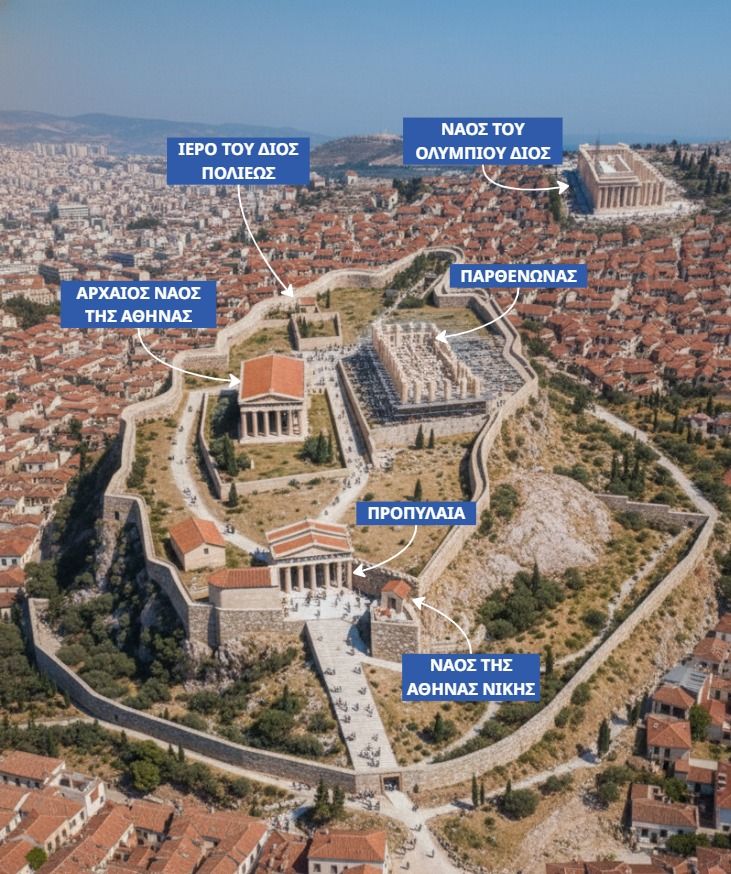 Χάρτης της Ακρόπολης με την αρχική θέα